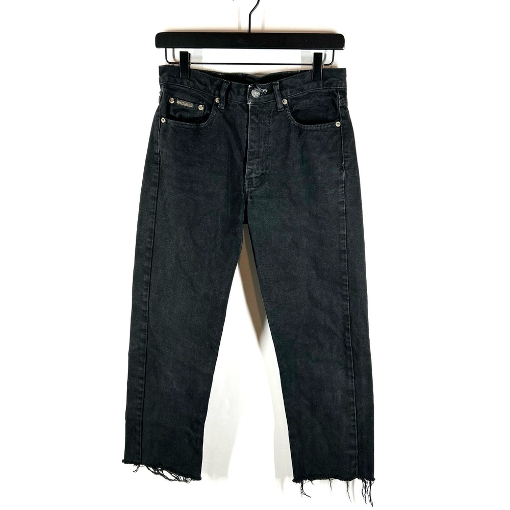 Vintage Calvin Klein Jeans Black High Rise Straight Leg Crop Raw Hem size 3